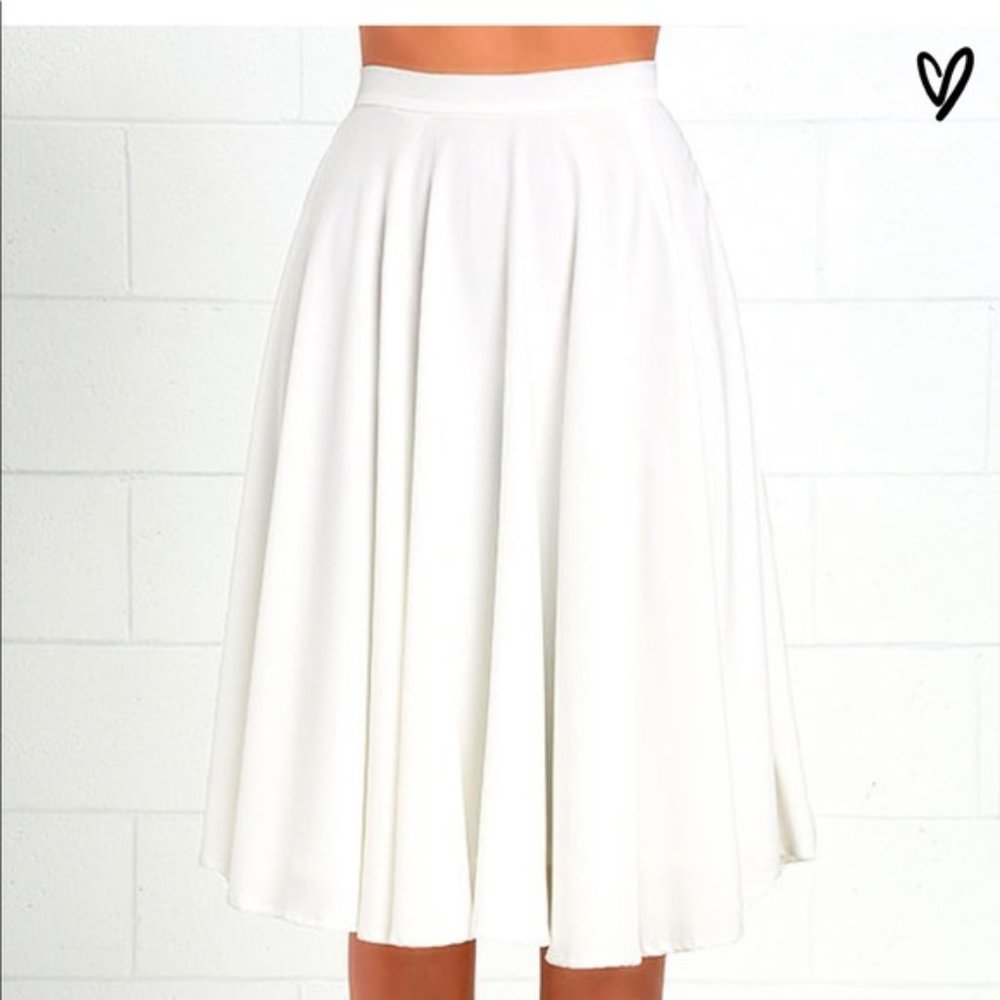 Lulus Dance Montage White Midi Skirt